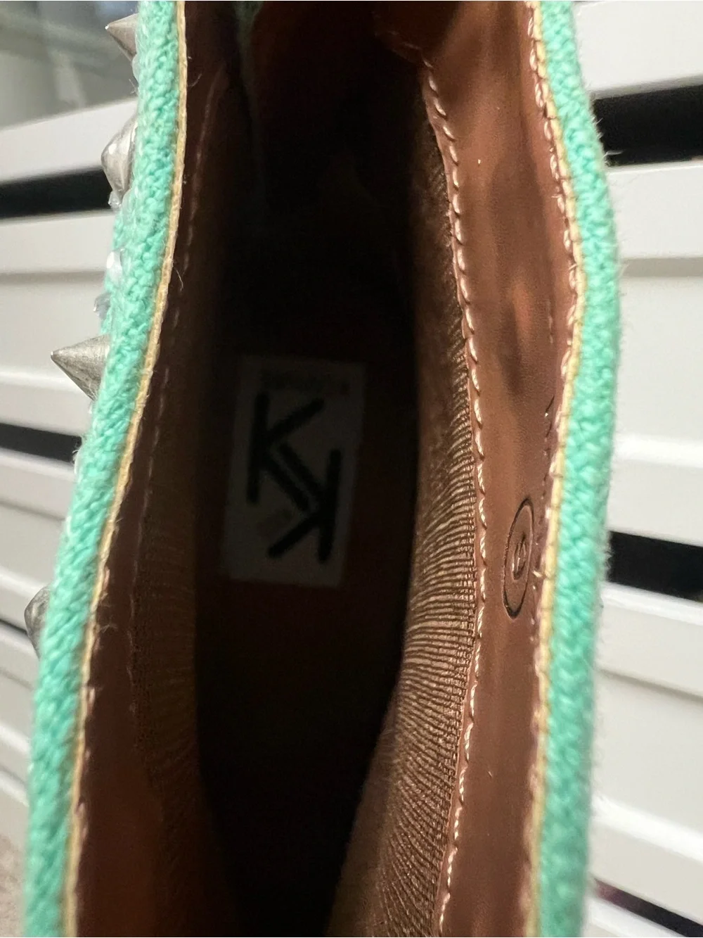 Studded Mint Green Wedge Peep-Toe Booties